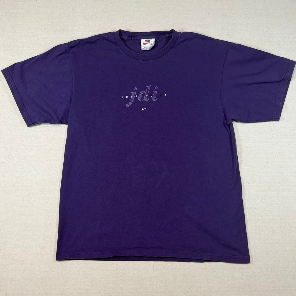 Vintage Nike JDI Just Do It T Shirt Purple 90s Made in USA Mens Medium Oversized